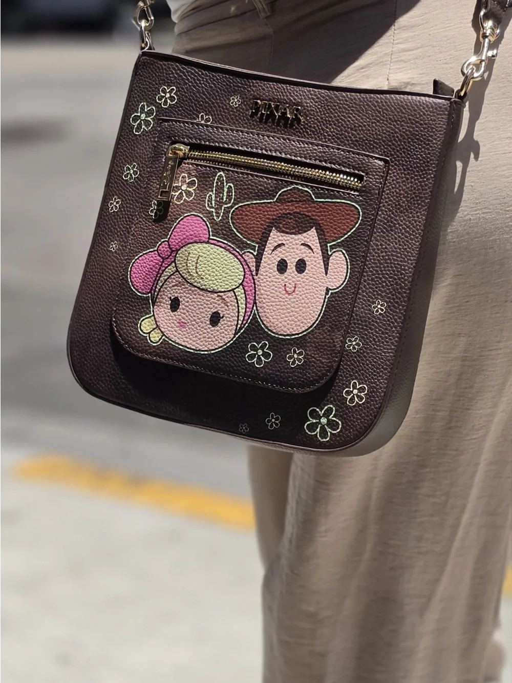 Brown Cartoon Cowboy Crossbody Bag